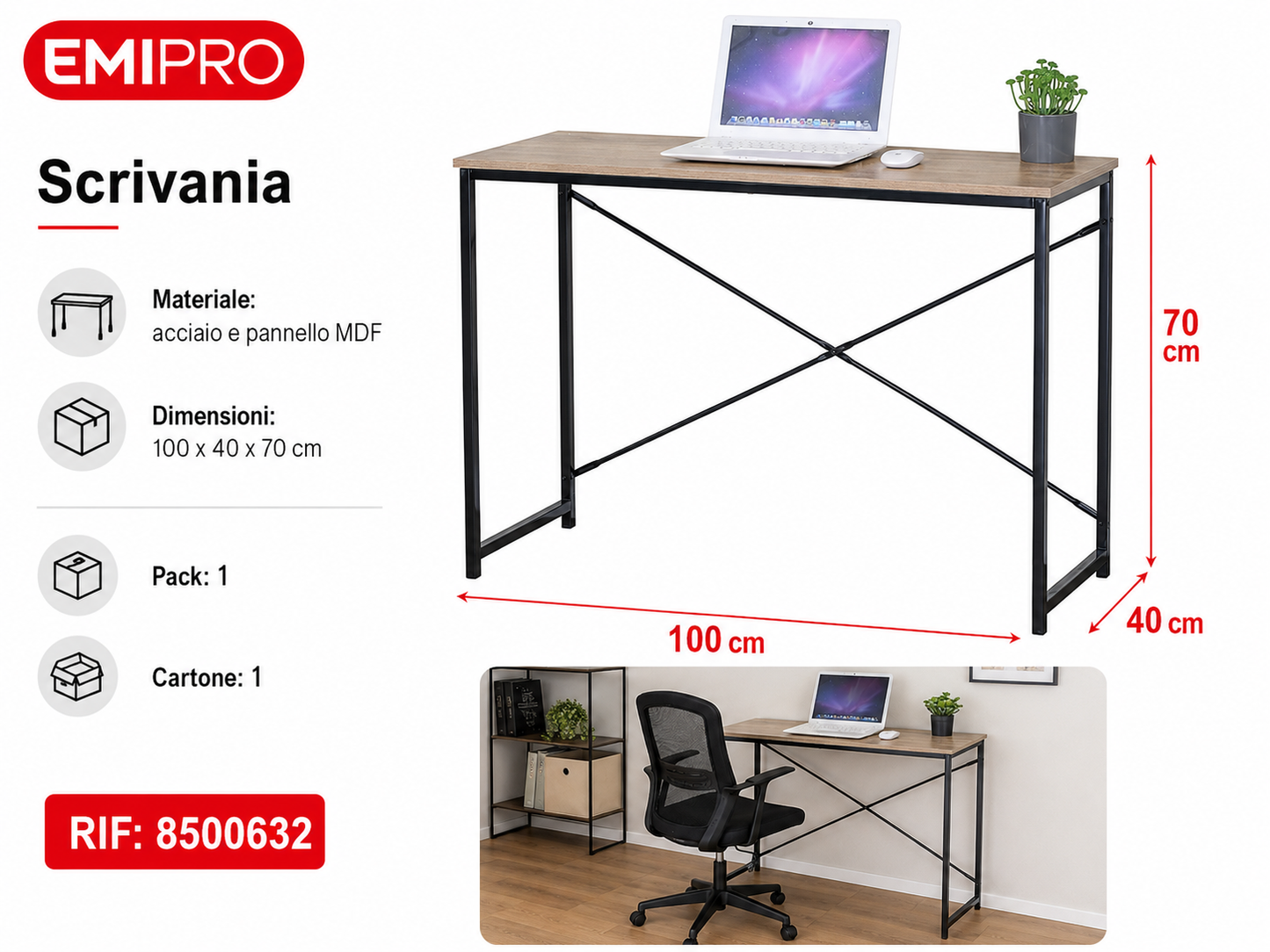 Scrivania 100*40*70cm