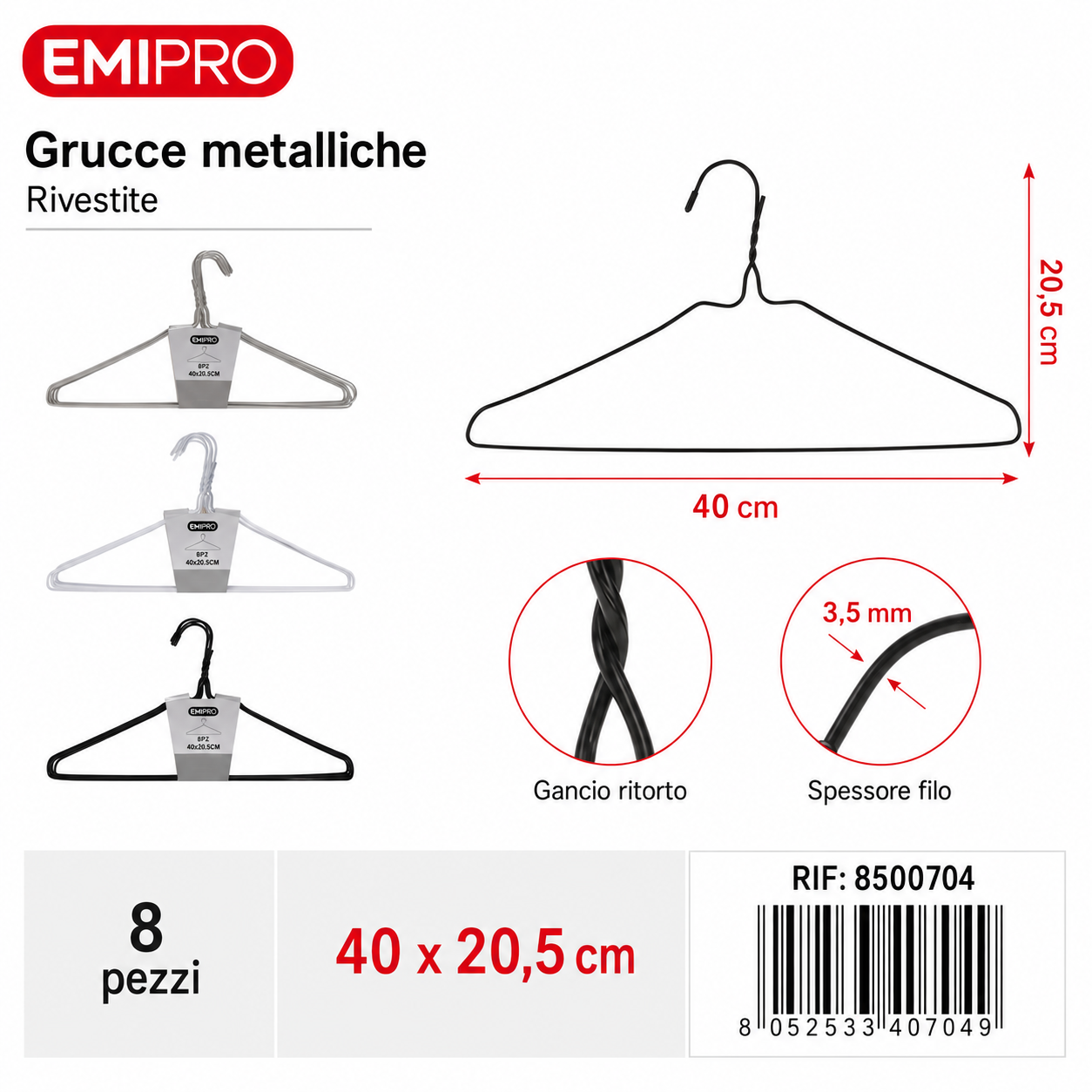 Grucce Metallo 8pz Cm.40x20.5