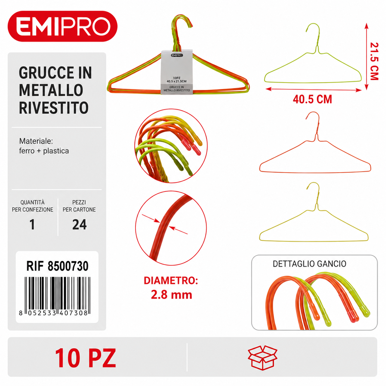 Grucce Metallo10pz 40.5*21.5cm