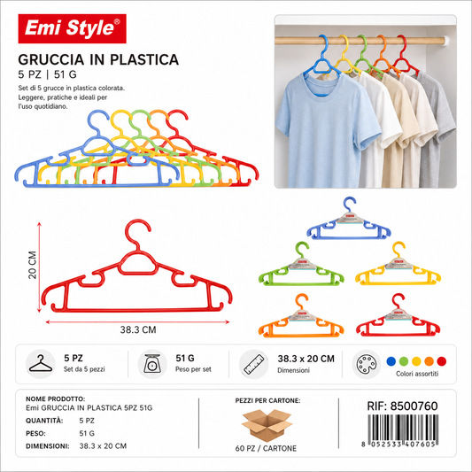 Gruccia Plastica 5pz 38.3*20cm 51g