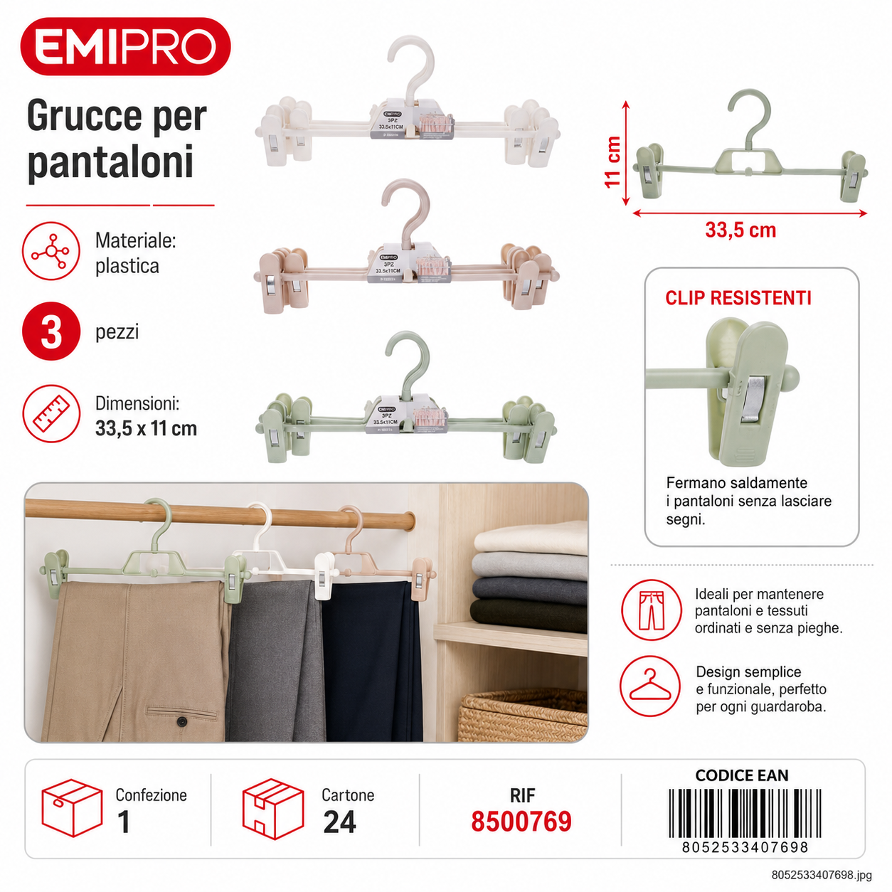 Grucce per Pantaloni 33.5*11cm 3pz