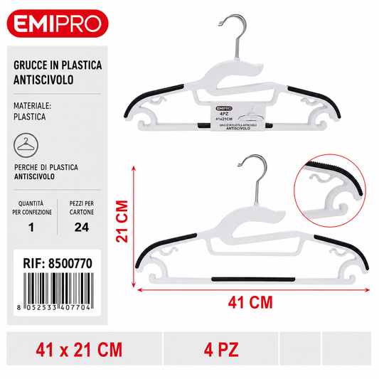 Grucce in Plastica Antiscivolo 44*21cm 4pz
