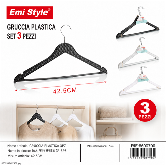Gruccia Plastica 3pz 44*22.8*1cm
