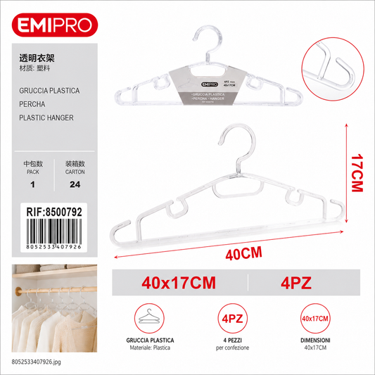 Gruccia Plastica 4pz 40*17cm