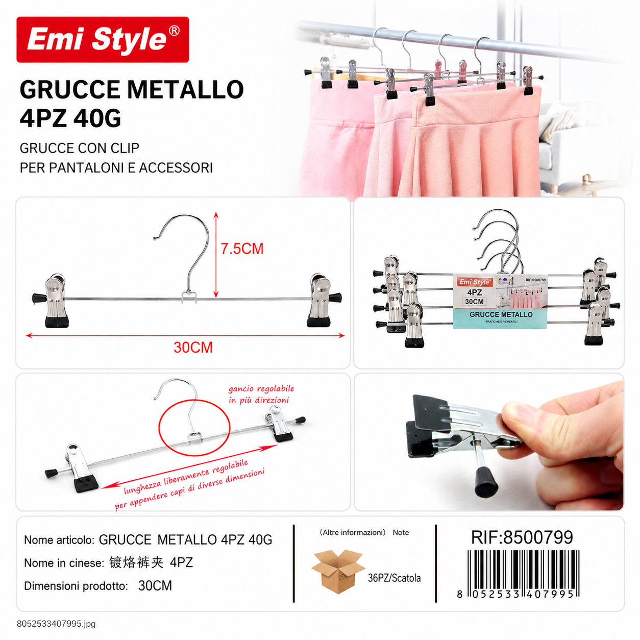 Grucce Metallo 4pz 30cm 40g