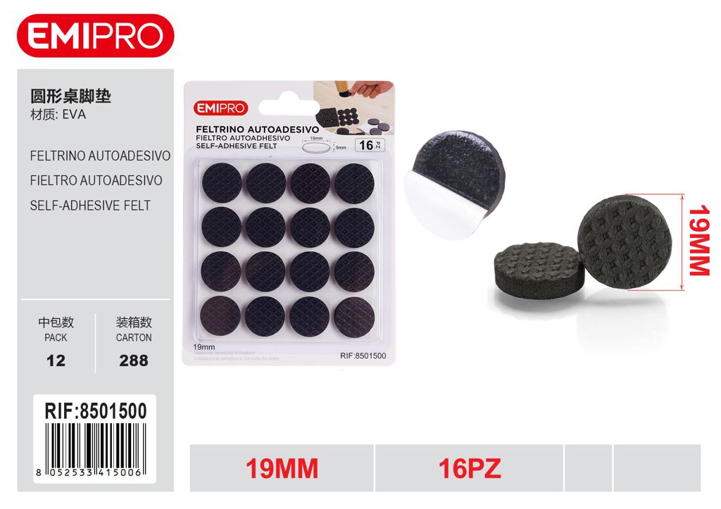 Feltrino Autoadesivo 19mm 16Pz