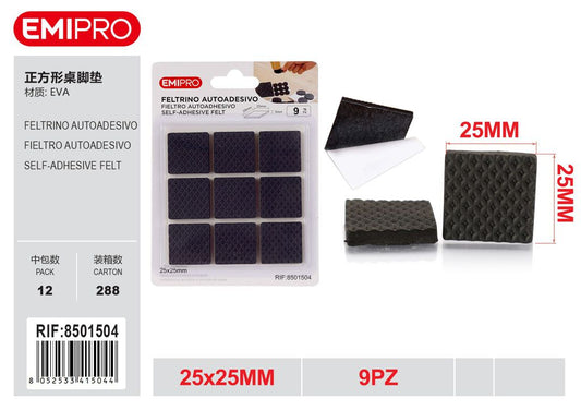 Feltrino Autoadesivo 25*25mm 9Pz