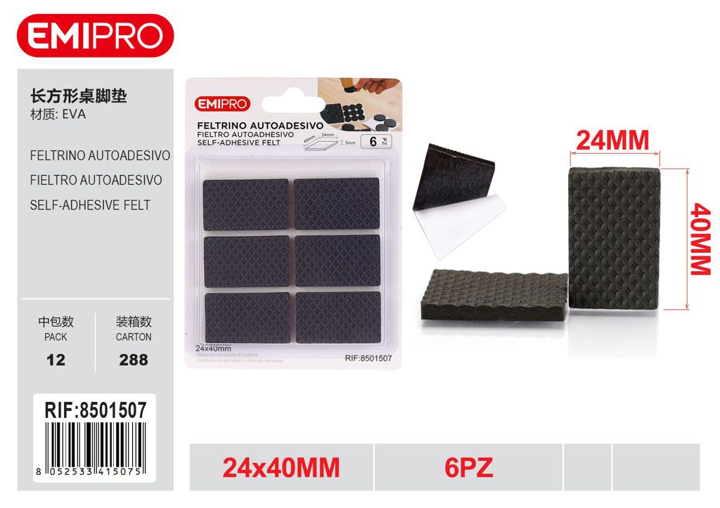 Feltrino Autoadesivo 24*40mm 6Pz