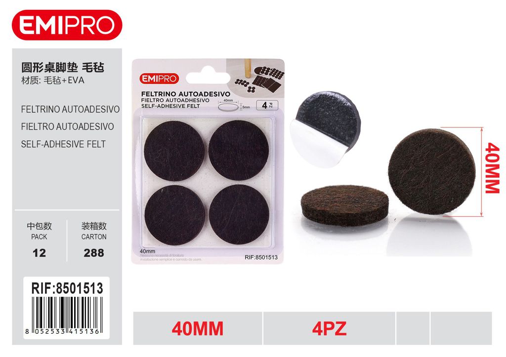 Feltrino Autoadesivo 40mm 4Pz