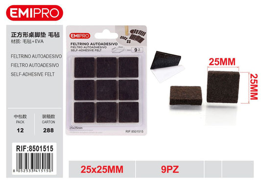 Feltrino Autoadesivo 25*25mm 9Pz