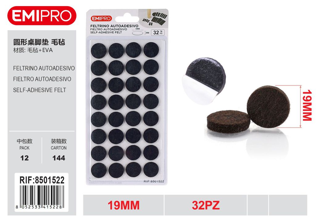 Feltrino Autoadesivo 19mm 32Pz