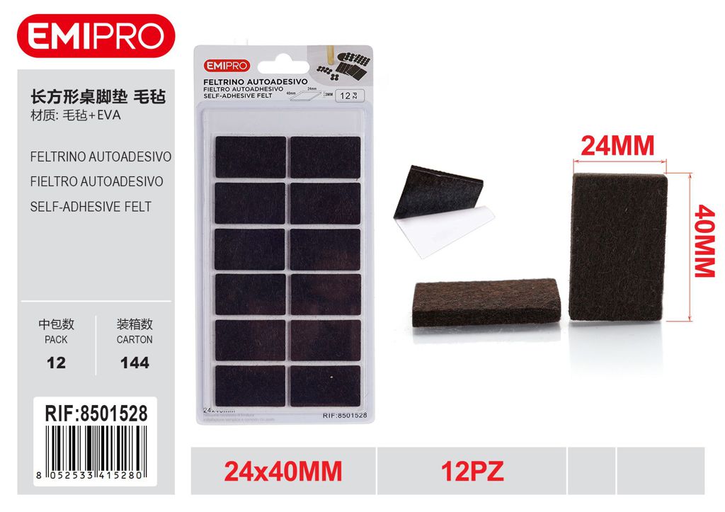 Feltrino Autoadesivo 24*40mm 12Pz