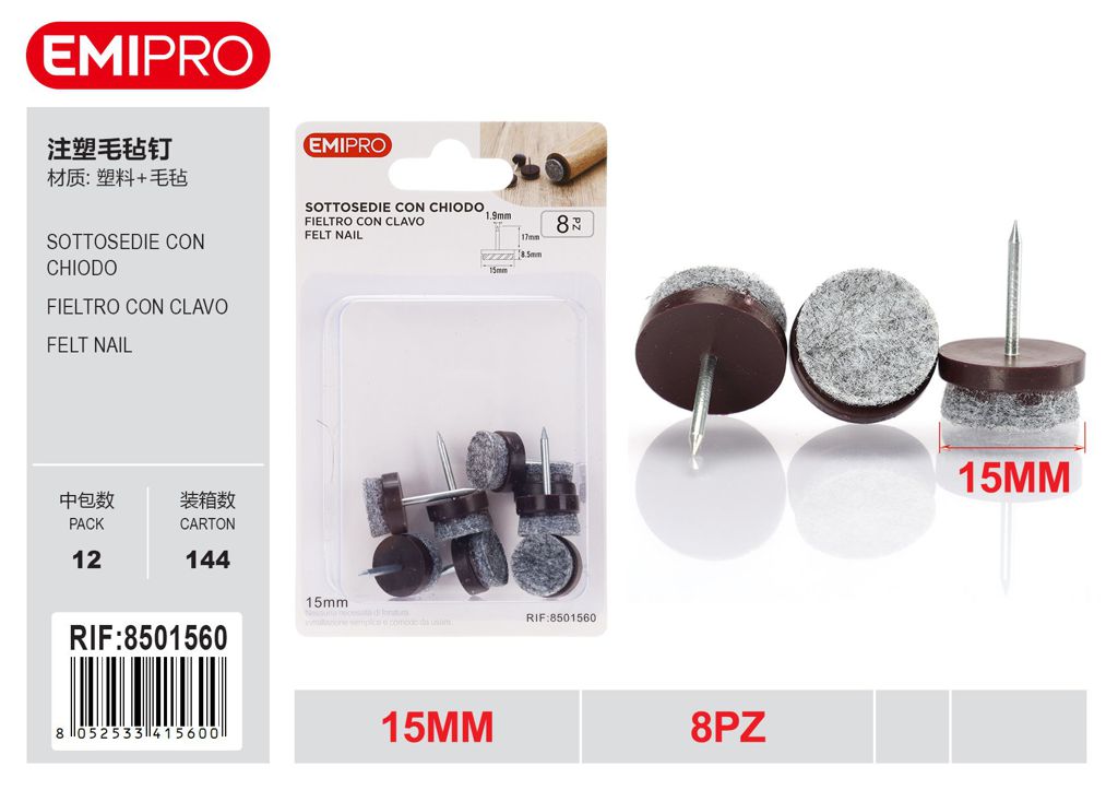 Sottosedie Con Chiodo 15mm 8Pz