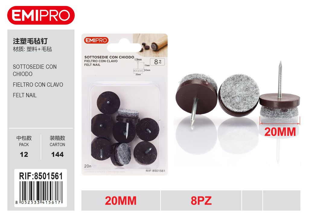 Sottosedie Con Chiodo 20mm 8Pz