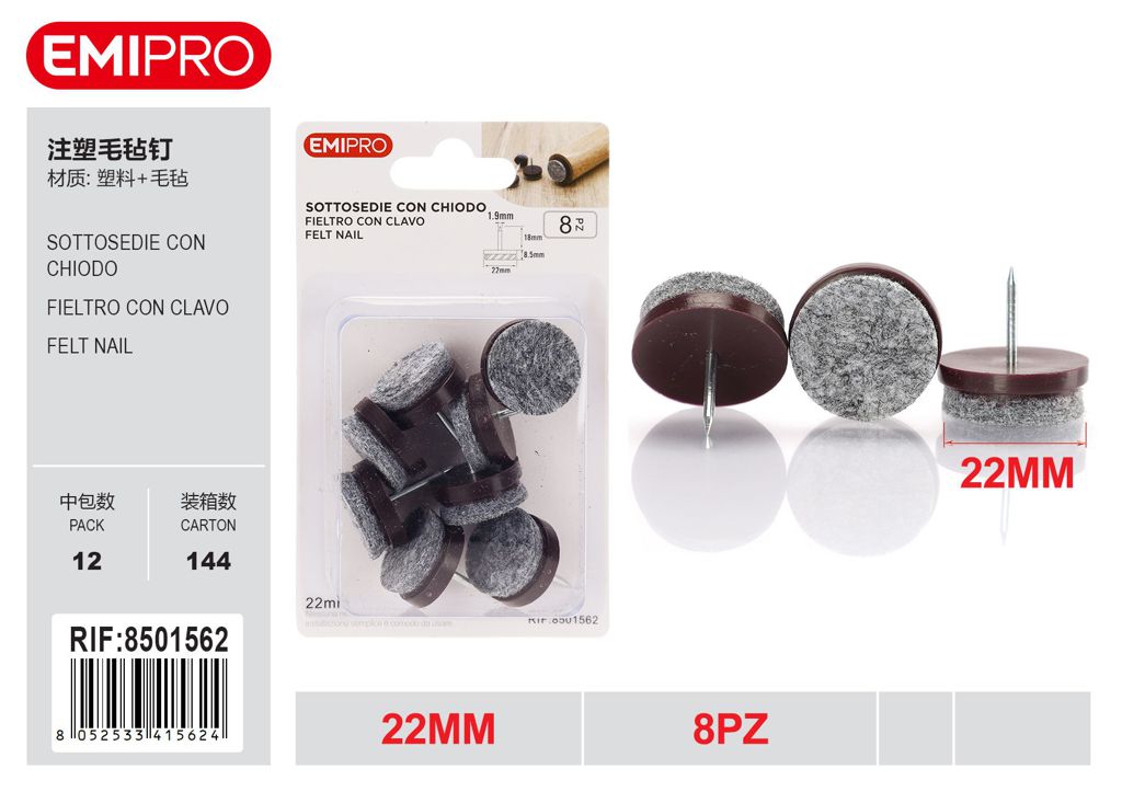 Sottosedie Con Chiodo 22mm 8Pz
