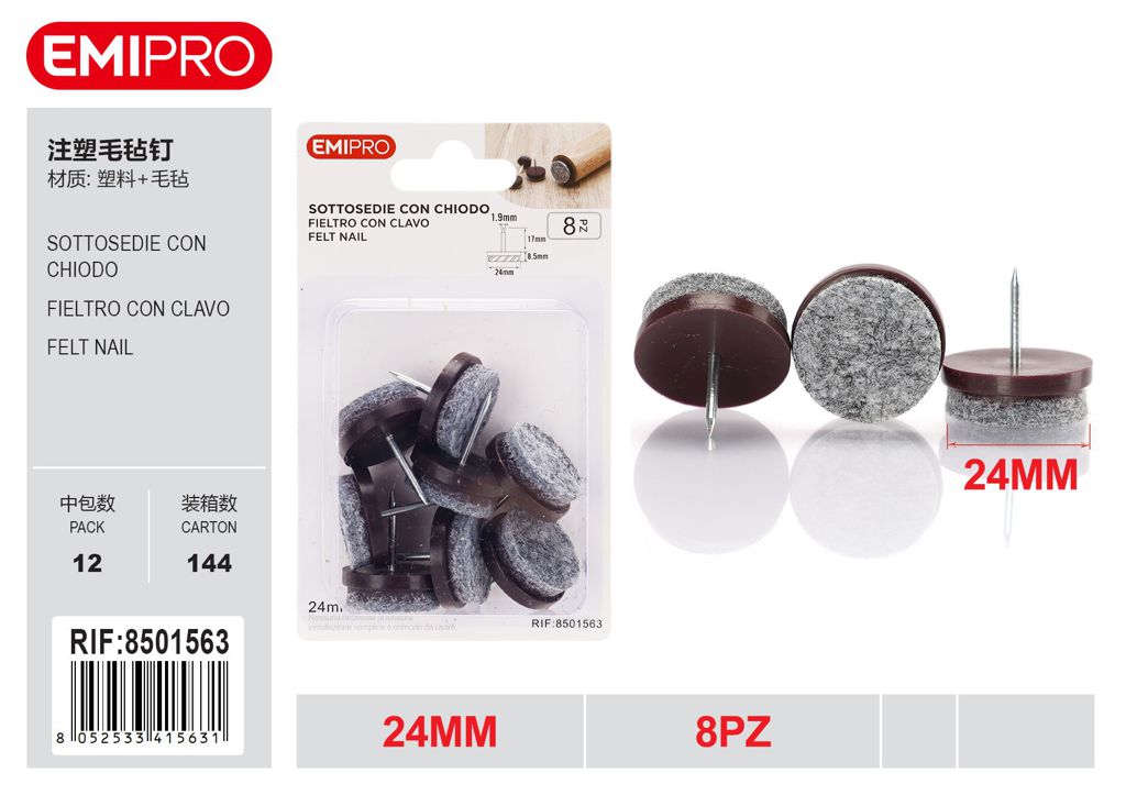 Sottosedie Con Chiodo 24mm 8Pz
