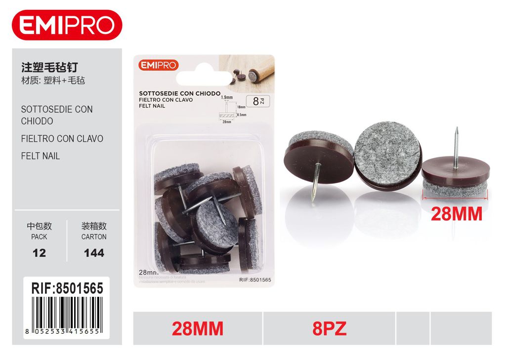 Sottosedie Con Chiodo 28mm 8Pz