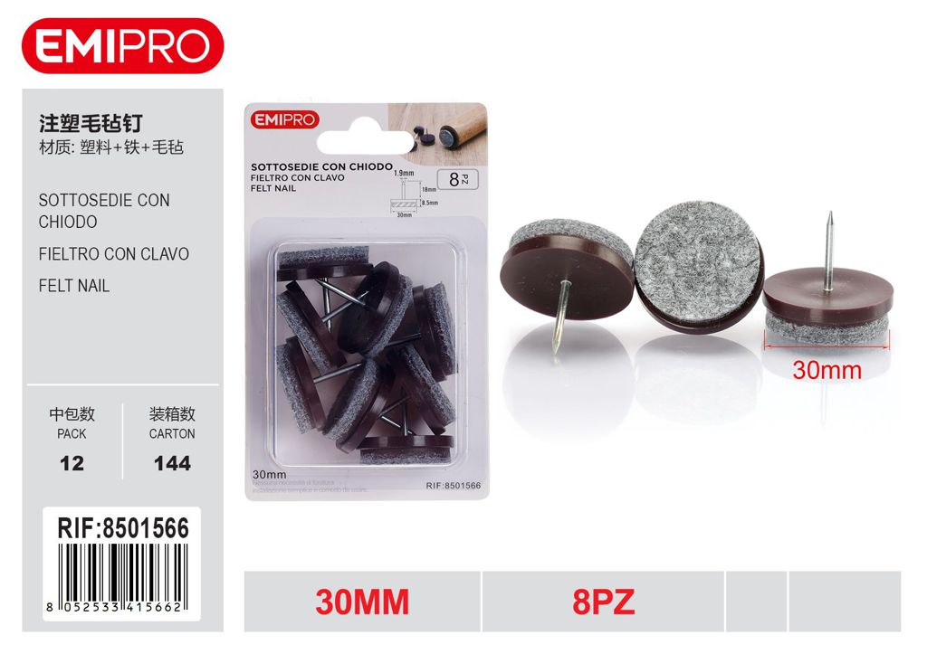 Sottosedie Con Chiodo 30mm 8Pz