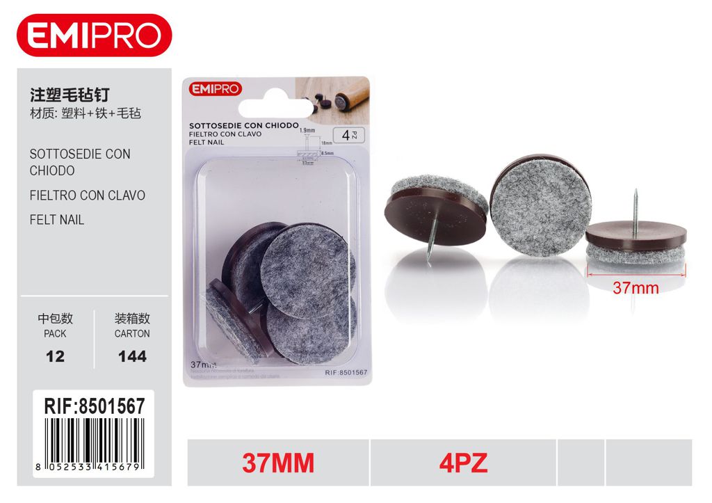 Sottosedie Con Chiodo 37mm 4Pz