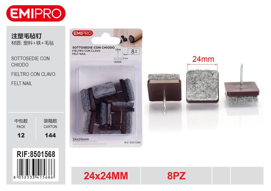 Sottosedie Con Chiodo 24*24mm 8Pz