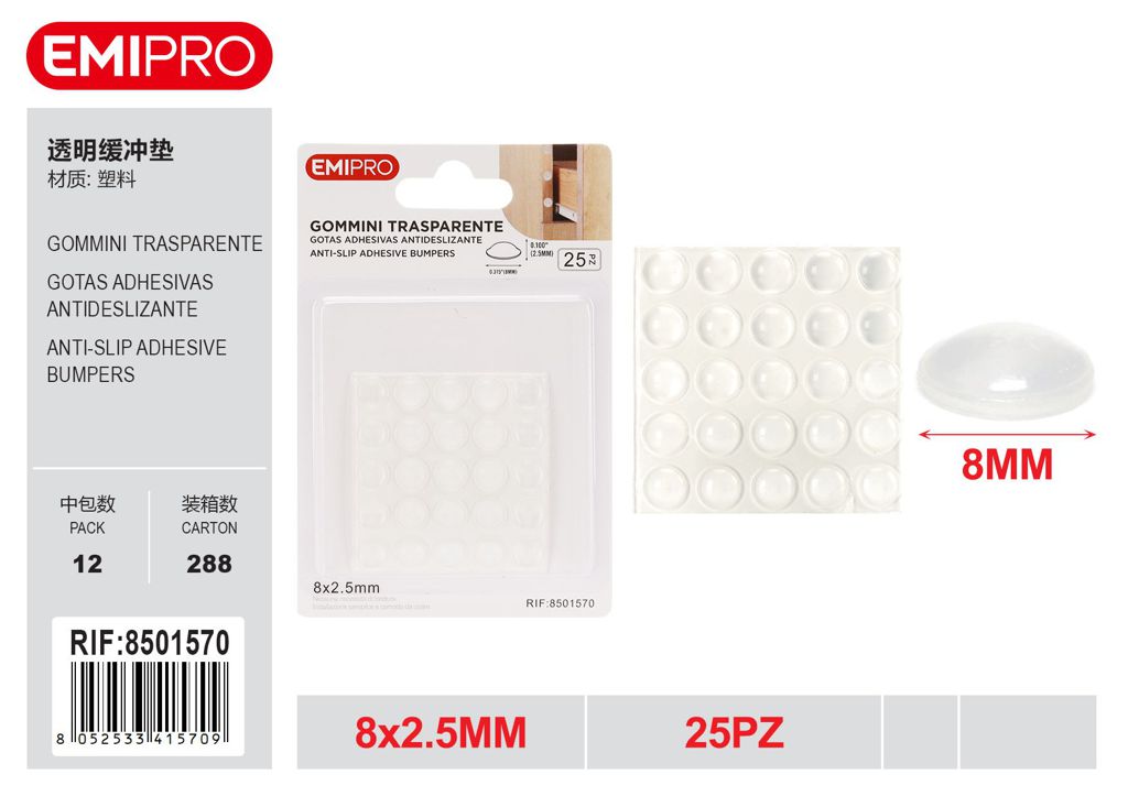 Gommini Trasparente 8*2.5mm 25Pz