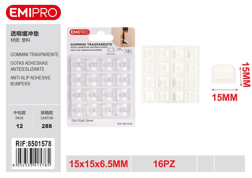 Gommini Trasparente 15*15*6.5mm 16Pz