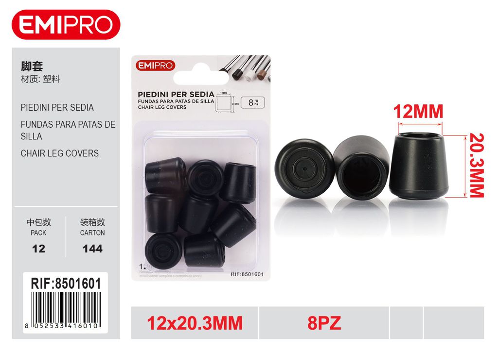 Piedini Per Sedia 12mm 8Pz