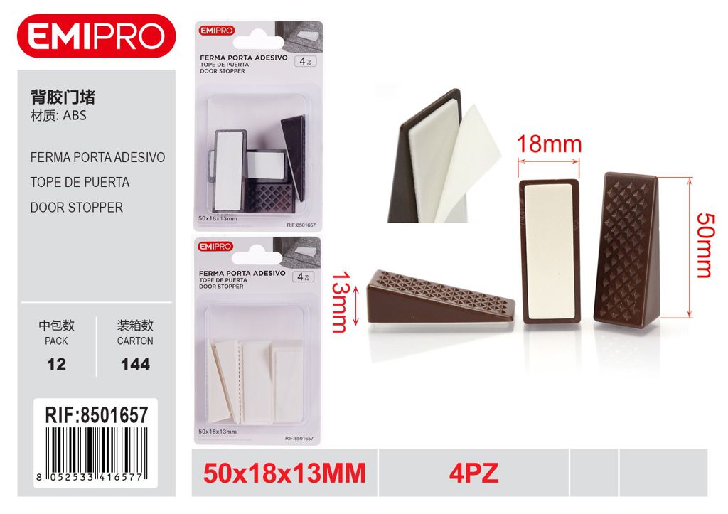 Ferma Porta Adesivo 50*18*13mm 4Pz