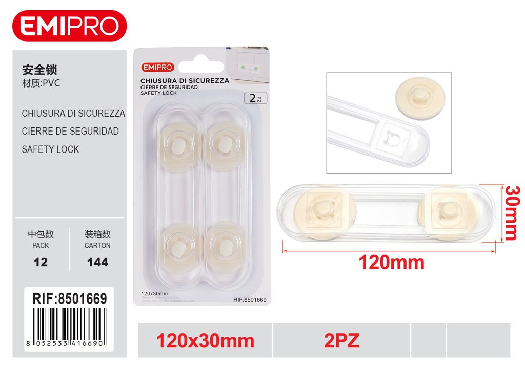 Chiusura Di Sicurezza 120*30mm 2Pz