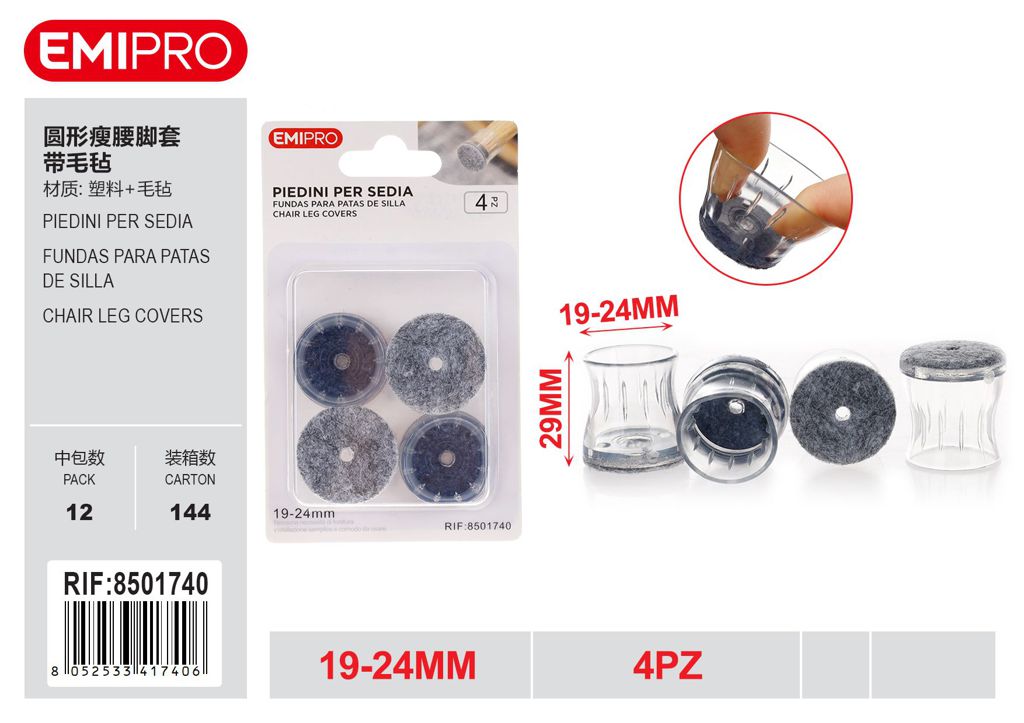 Piedini Per Sedia 19-24mm 4Pz