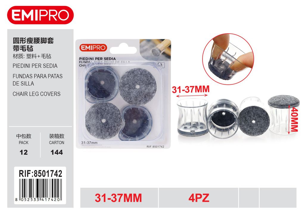 Piedini Per Sedia 31-37mm 4Pz