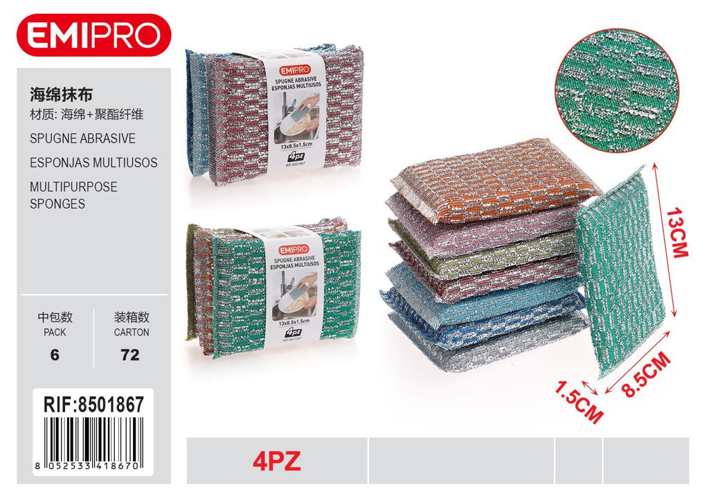 Spugne Abrasive 4Pz 13*8.5*1.5cm