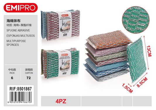 Spugne Abrasive 4Pz 13*8.5*1.5cm