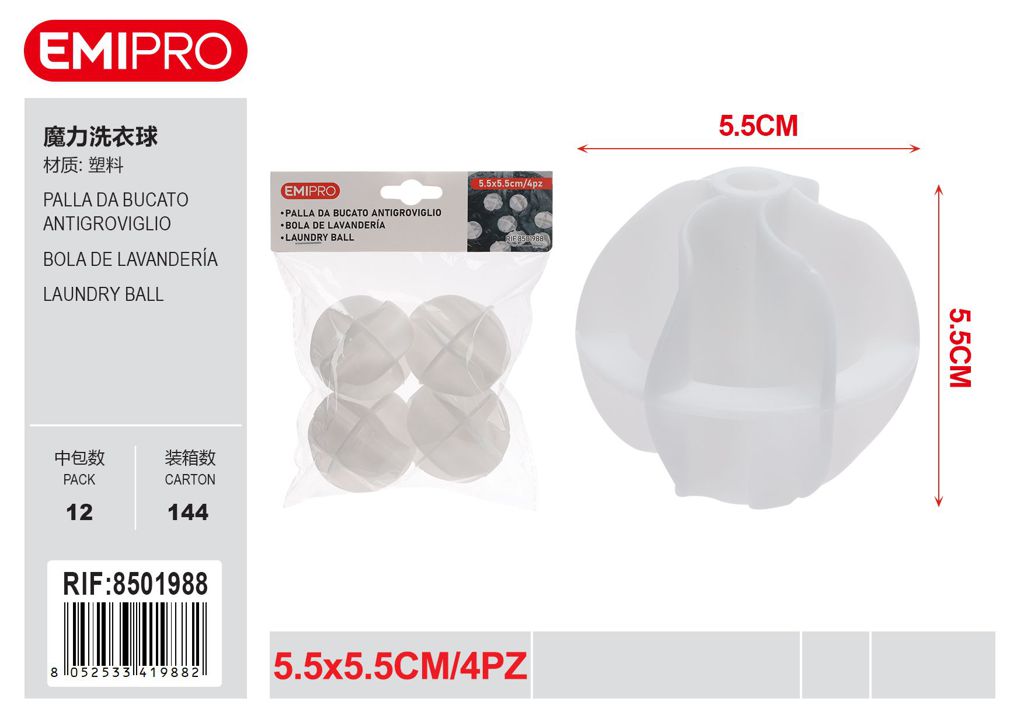 Palla Da Bucato Antigroviglio 5.5*5.5cm 4Pz
