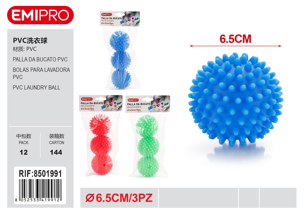 Palla Da Bucato Pvc 3Pz 6.5 cm