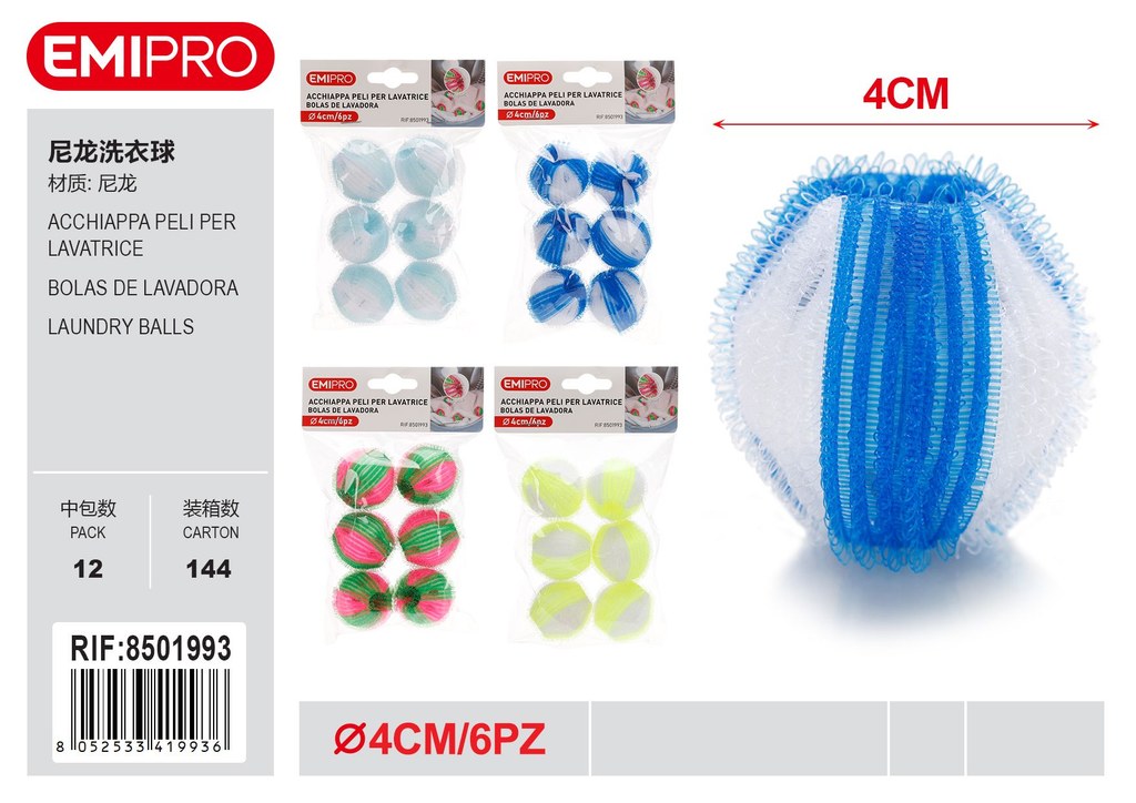 Acchiappa Peli Per Lavatrice 6Pz 4cm