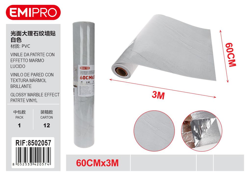 vinile Da Patrte Con Effetto Marmo Lucido 60cm*3M