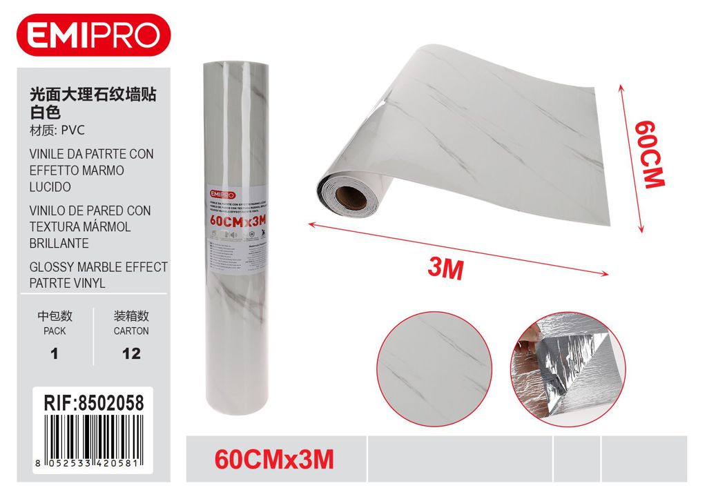 vinile Da Patrte Con Effetto Marmo Lucido 60cm*3M