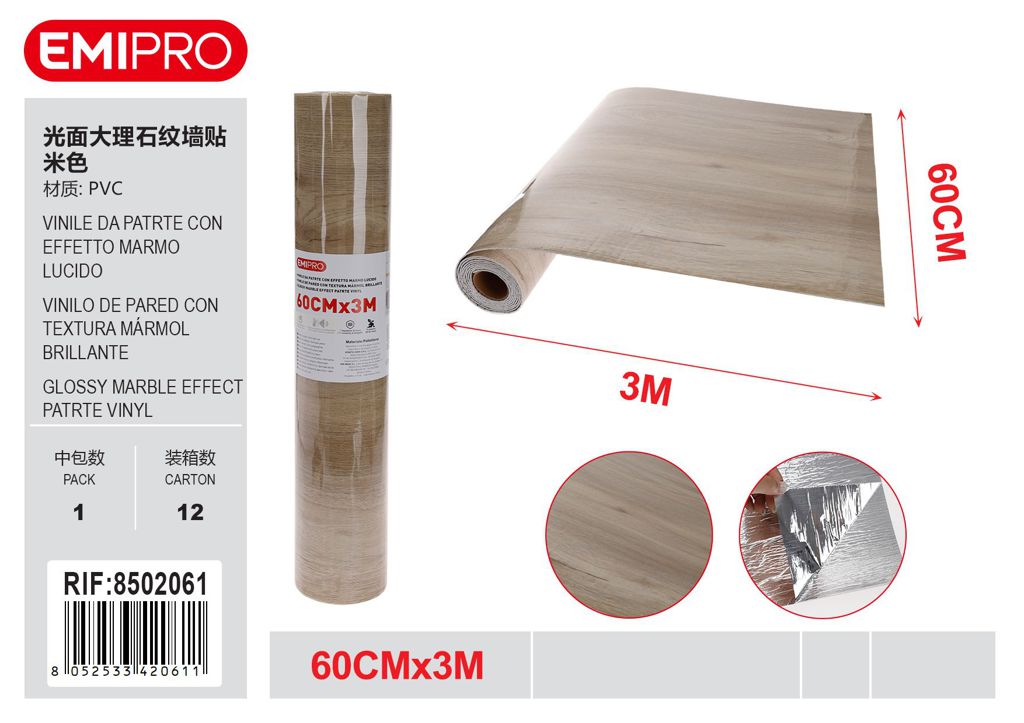 vinile Da Patrte Con Effetto Marmo Lucido 60cm*3M