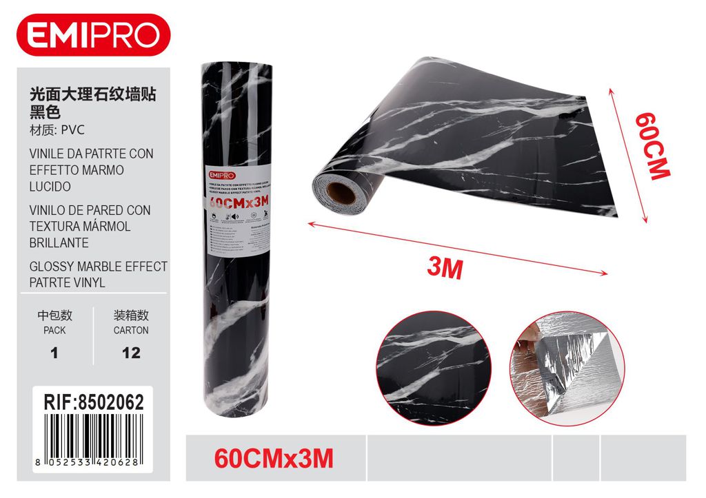 vinile Da Patrte Con Effetto Marmo Lucido 60cm*3M