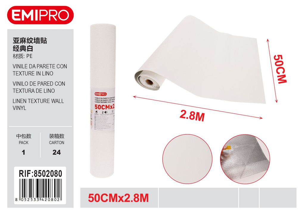 vinile Da Parete Con Texture In Lino 50cm*2.8M