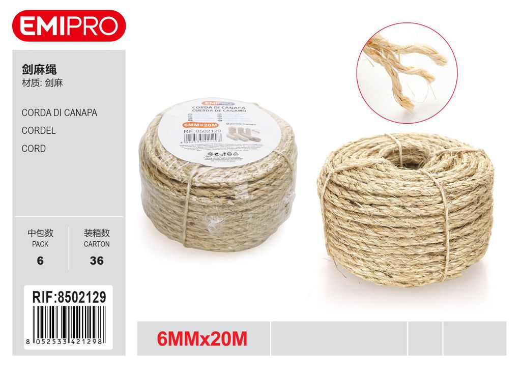 Corda Di Canapa 6mm*20M 6418206