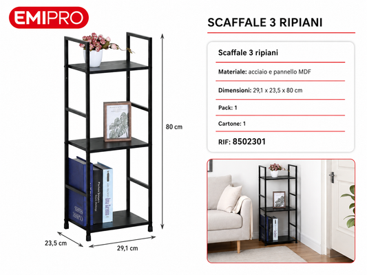 Scaffale 3 Ripiani 29.1*23.5*80cm