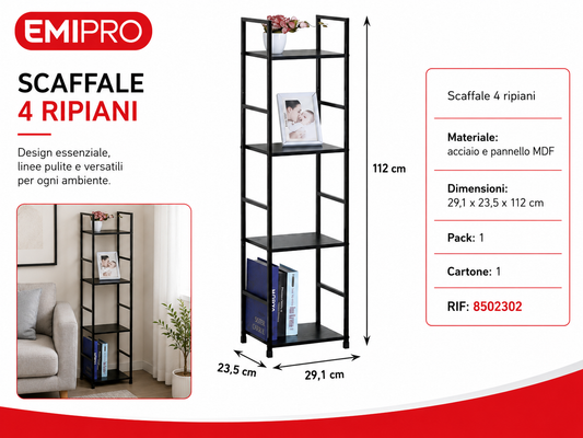 Scaffale 4 Ripiani 29.1*23.5*112cm