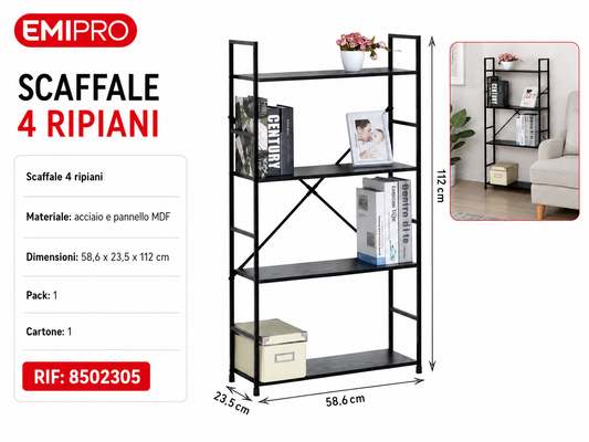 Scaffale 4 Ripiani 58.6*23.5*112cm