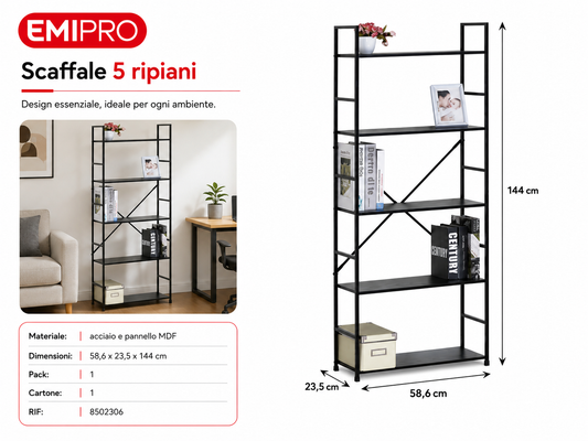 Scaffale 5 Ripiani 58.6*23.5*144cm
