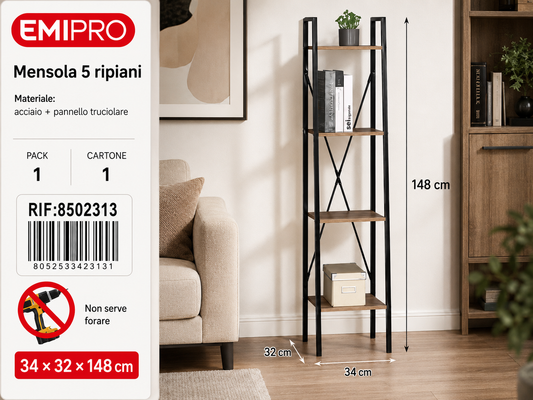 Mensola 5 Ripiani 34*32*148cm