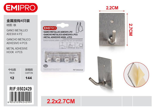 Ganci Metallici Adesivi 4 Pezzi