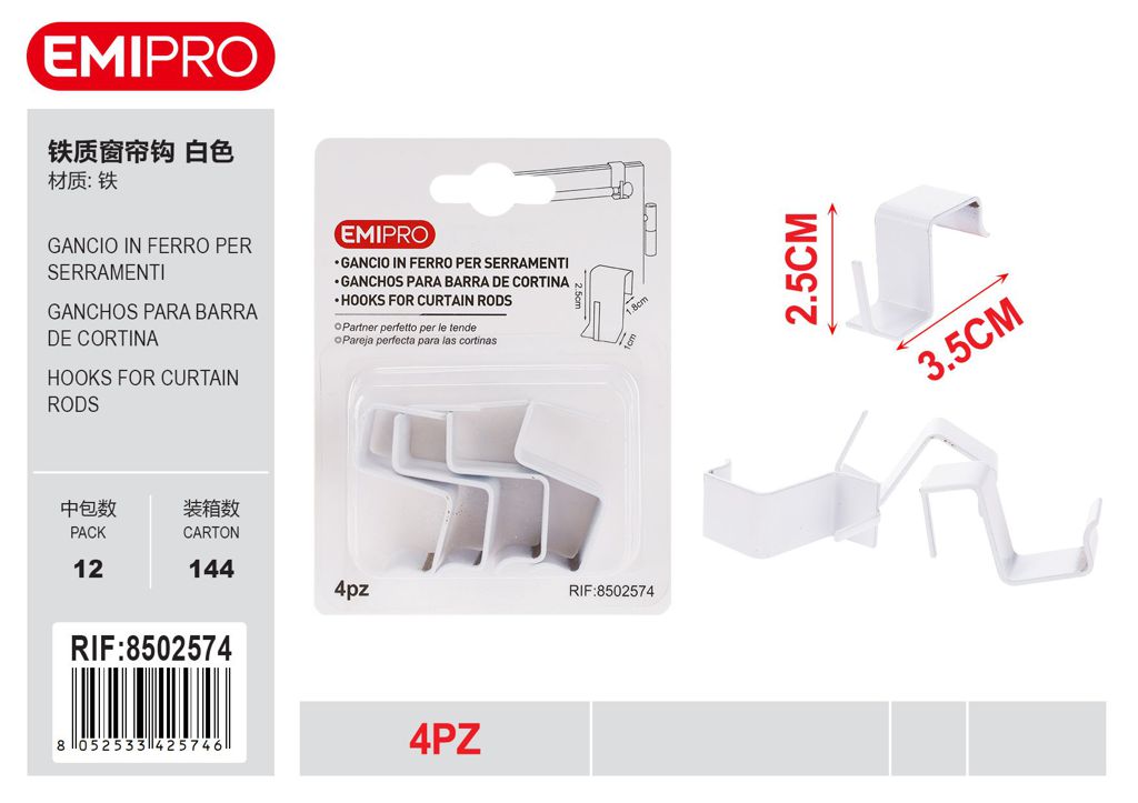 Gancio In Ferro Per Serramenti 4Pz 2.5*1*1.8cm