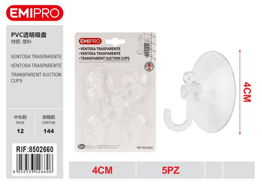 ventosa Trasparente 4cm 5Pz